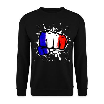 France fist flag flag national colors fight - Unisex Sweatshirt - black - Front - Alina (178cm) & Michal (187cm)