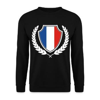 Frankreich Flagge Fahne Herkunft Nationalfarben - Unisex Pullover - Schwarz - Vorne - Alina (178cm) & Michal (187cm)