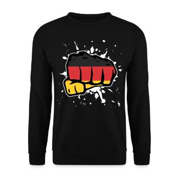 Deutschland Faust - Unisex Pullover - Schwarz - Vorne - Alina (178cm) & Michal (187cm)