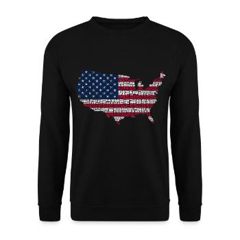USA Amerika Flagge Fahne Amerikanischer Stolz - Unisex Pullover - Schwarz - Vorne - Alina (178cm) & Michal (187cm)