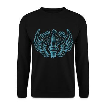 Motorrad Zündkerzen Motor Auto Tuner Tuning Flügel - Unisex Pullover - Schwarz - Vorne - Alina (178cm) & Michal (187cm)