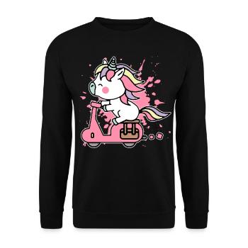 Motorcycle Biker Unicorn Fairy Moped Girl Pony - Unisex Sweatshirt - black - Front - Alina (178cm) & Michal (187cm)