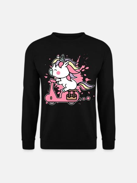 Motorrad Bikerin Einhorn Märchen Mofa Mädchen Pony - Unisex Pullover - Schwarz