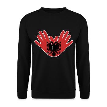Albanien Hand Hände Heimatland Kosovo Herkunft - Unisex Pullover - Schwarz - Vorne - Alina (178cm) & Michal (187cm)