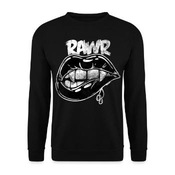 Rawr Halloween bouche Dracula monstre effrayant de vampire - Sweat-shirt Unisexe - noir - Devant - Alina (178cm) & Michal (187cm)
