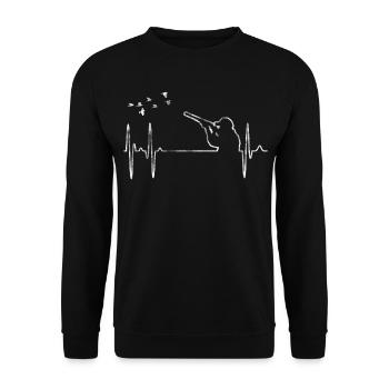 Hunter hunting hunting heartbeat heart love rifle - Unisex Sweatshirt - black - Front - Alina (178cm) & Michal (187cm)