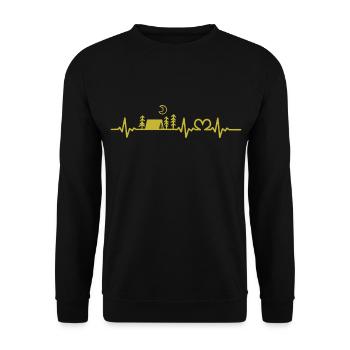 Camping Herzschlag - Unisex Pullover - Schwarz - Vorne - Alina (178cm) & Michal (187cm)