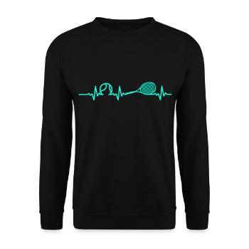 Tennis Herzschlag - Unisex Pullover - Schwarz - Vorne - Alina (178cm) & Michal (187cm)