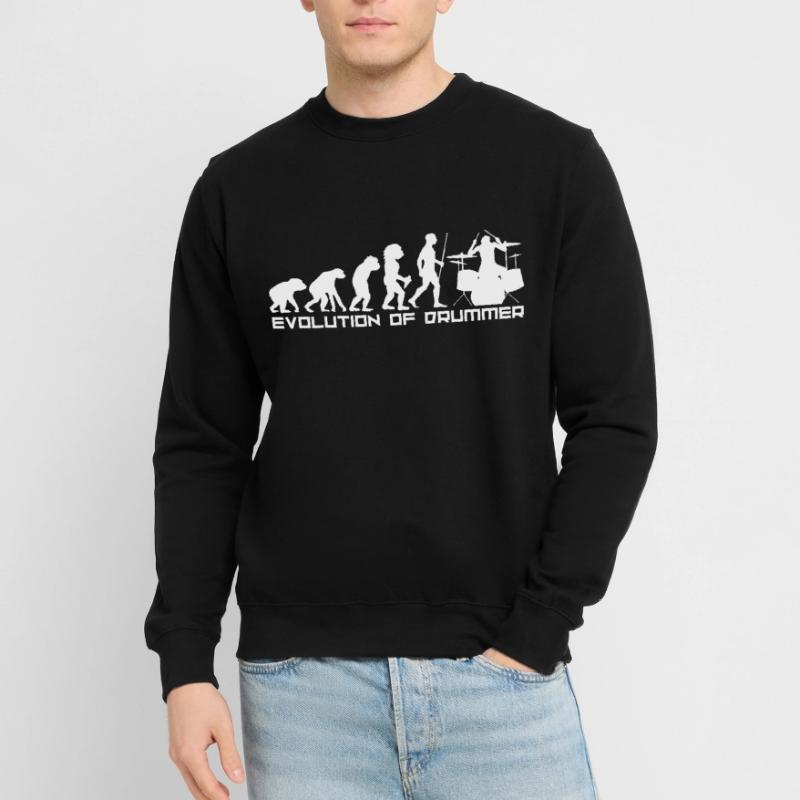 Schlagzeug Entwicklung Evolution Steinzeit Trommel Unisex Pullover