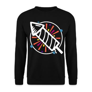 Silvester Rakete funkeln Explosion Nacht dunkel - Unisex Pullover - Schwarz - Vorne - Alina (178cm) & Michal (187cm)