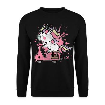 Motorcycle Biker Unicorn Fairy Moped Girl Pony - Unisex Sweatshirt - black - Front - Alina (178cm) & Michal (187cm)