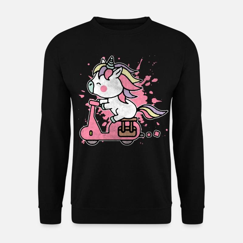 Motorrad Bikerin Einhorn Märchen Mofa Mädchen Pony - Unisex Pullover - Schwarz