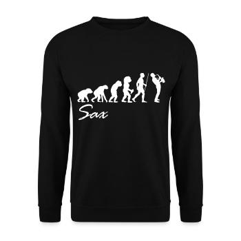 Saxophone Evolution Evolution Stone age musician - Unisex Sweatshirt - black - Front - Alina (178cm) & Michal (187cm)