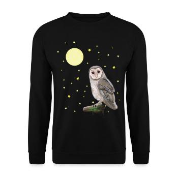 Owl, Moon, Stars - Unisex Sweatshirt - black - Front - Alina (178cm) & Michal (187cm)