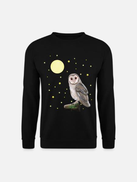Eule, Mond, Sterne - Unisex Pullover - Schwarz
