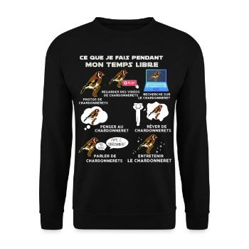 Oiseaux, chardonnerets idée cadeau humour oiseau - Sweat-shirt Unisexe - noir - Devant - Alina (178cm) & Michal (187cm)