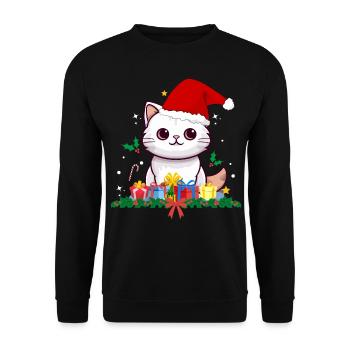 Lustige Weihnachtskatzen - Unisex Pullover - Schwarz - Vorne - Alina (178cm) & Michal (187cm)
