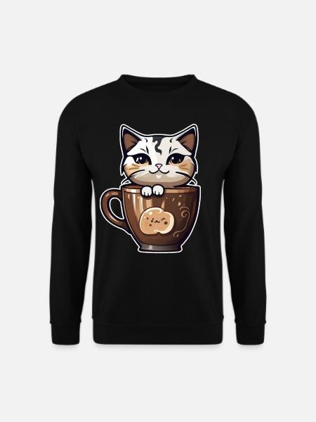 Cute Coffee Cat - Unisex Sweatshirt - black