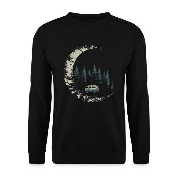 Camper im Mondlicht - Unisex Pullover - Schwarz - Vorne - Alina (178cm) & Michal (187cm)