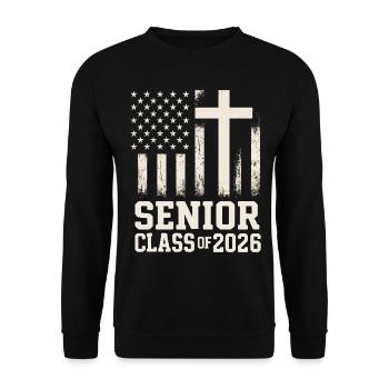 Senior Class 2026 Cross Flag - Unisex Sweatshirt - black - Front - Alina (178cm) & Michal (187cm)