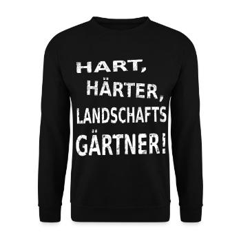 Landschaftsgärtner - Nur die Harten in den Garten - Unisex Pullover - Schwarz - Vorne - Alina (178cm) & Michal (187cm)