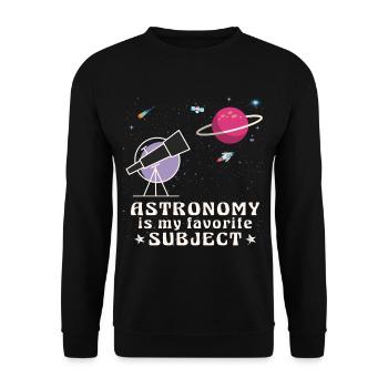 Astronomie, mein Lieblingsthema, Weltraumteleskop - Unisex Pullover - Schwarz - Vorne - Alina (178cm) & Michal (187cm)