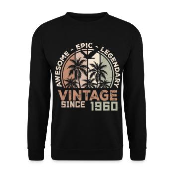 Né dans les années 1960 Cadeau d’anniversaire Années 1960 Millésime des années 1960 - Sweat-shirt Unisexe - noir - Devant - Alina (178cm) & Michal (187cm)