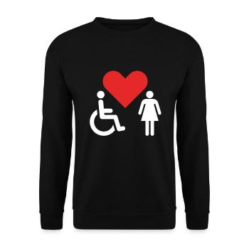 La Saint-Valentin En fauteuil roulant - Sweat-shirt Unisexe - noir - Devant - Alina (178cm) & Michal (187cm)