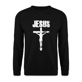 Jesus Kreuz - Unisex Pullover - Schwarz - Vorne - Alina (178cm) & Michal (187cm)