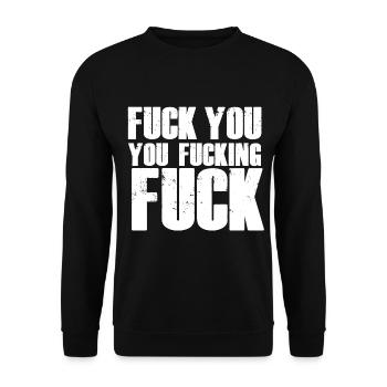 Fuck you Schimpfwort Geschenk - Unisex Pullover - Schwarz - Vorne - Alina (178cm) & Michal (187cm)