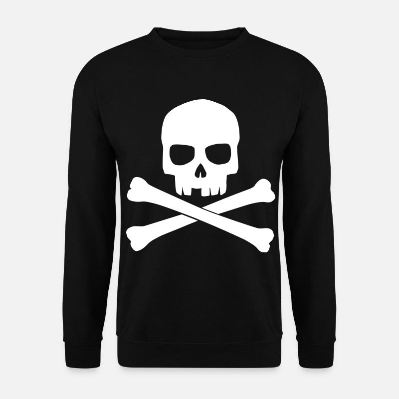 Totenkopf weiss mit gekreutzten Knochen. Skull - Unisex Pullover - Schwarz