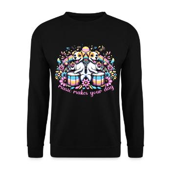 Music Makes Your Day - Unisex Pullover - Schwarz - Vorne - Alina (178cm) & Michal (187cm)