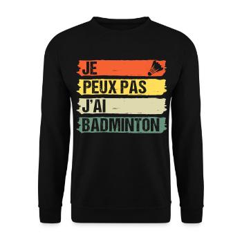 Je peux pas j' ai badminton cadeau badiste vintage - Sweat-shirt Unisexe - noir - Devant - Alina (178cm) & Michal (187cm)