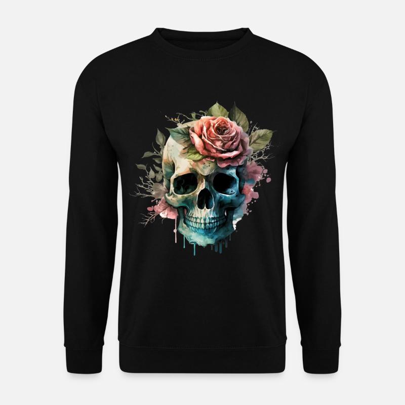Totenkopf mit Blumen - Skull Dia De Los Muertos - Unisex Pullover - Schwarz