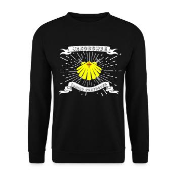 Jakobsweg Camino de Portugues Strahlender Weg - Unisex Pullover - Schwarz - Vorne - Alina (178cm) & Michal (187cm)