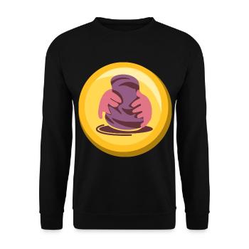 Töpfern Sticker Gold Medalie Icon - Unisex Pullover - Schwarz - Vorne - Alina (178cm) & Michal (187cm)