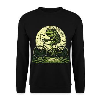 Cottagecore frog on the bike - Unisex Sweatshirt - black - Front - Alina (178cm) & Michal (187cm)