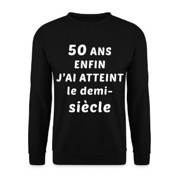 50ans enfin j'ai atteint le demi-siècle - Sweat-shirt Unisexe - noir - Devant - Alina (178cm) & Michal (187cm)