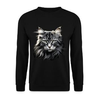 Chat à poil long Chat Blanc Maine Coone Chat de la forêt - Sweat-shirt Unisexe - noir - Devant - Alina (178cm) & Michal (187cm)