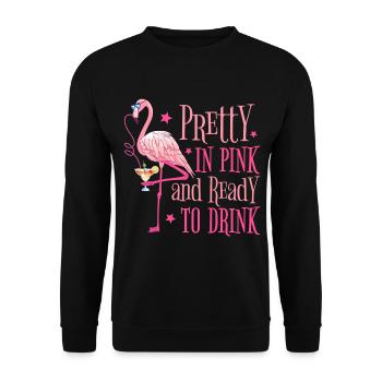Flamingo Bachelor Party Pretty In Pink Ready To Drink - Unisex Sweatshirt - black - Front - Alina (178cm) & Michal (187cm)