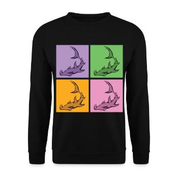 Sea Creature Animal Gift Pop Art Hammerhead Shark - Unisex Sweatshirt - black - Front - Alina (178cm) & Michal (187cm)