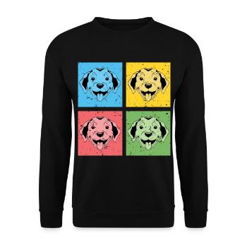 Hundeliebhaber Hunde Geschenk Pop Art Puggle - Unisex Pullover - Schwarz - Vorne - Alina (178cm) & Michal (187cm)