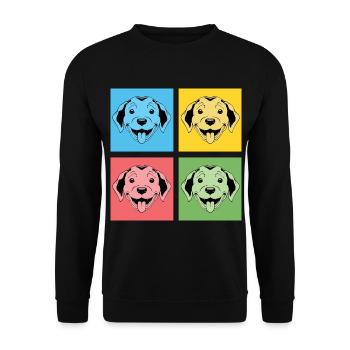 Hundefreund Hund Haustier Geschenk Pop Art Puggle - Unisex Pullover - Schwarz - Vorne - Alina (178cm) & Michal (187cm)