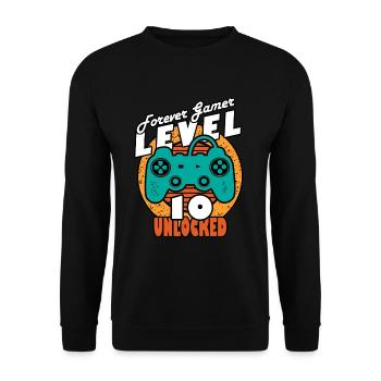 Birthday 10 years gamer level 10 - Unisex Sweatshirt - black - Front - Alina (178cm) & Michal (187cm)