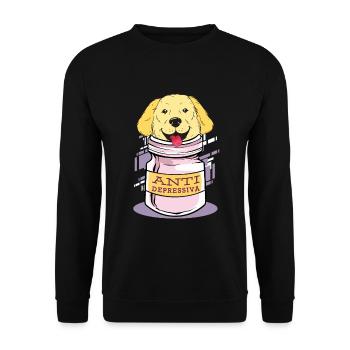 Golden Retriever Depression Pills - Unisex Sweatshirt - black - Front - Alina (178cm) & Michal (187cm)
