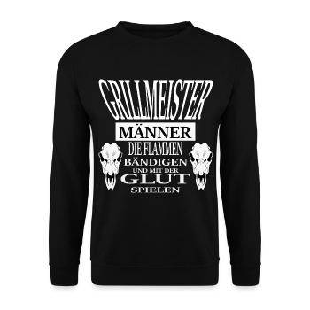 Grillen, Männer, Barbecue, Schürze, Grillmeister - Unisex Pullover - Schwarz - Vorne - Alina (178cm) & Michal (187cm)