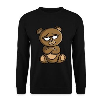 Süßer brauner Bär - beleidigter Braunbär Teddybär - Unisex Pullover - Schwarz - Vorne - Alina (178cm) & Michal (187cm)