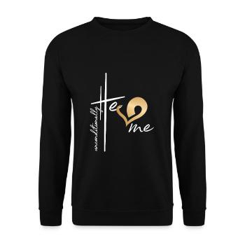 Design chrétien Il m’aime inconditionnellement - Sweat-shirt Unisexe - noir - Devant - Alina (178cm) & Michal (187cm)