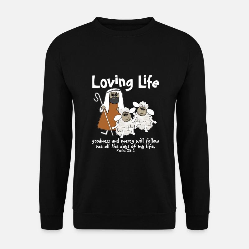 Christliche Designschafe mit ihrem Guten Hirten - Unisex Pullover - Schwarz