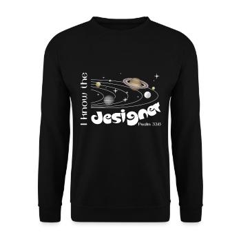 Christian Design I know the Designer Psalm 33:6 - Unisex Sweatshirt - black - Front - Alina (178cm) & Michal (187cm)